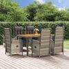vidaXL 7 Piece Garden Dining Set with Cushions Grey Poly Rattan