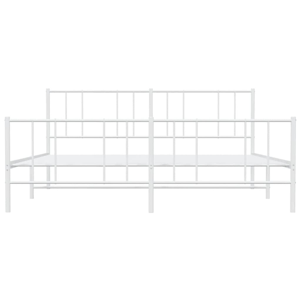 vidaXL Metal Bed Frame without Mattress with Footboard White 193x203cm