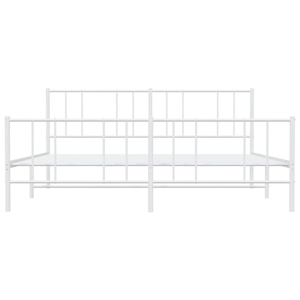 vidaXL Metal Bed Frame without Mattress with Footboard White 193x203cm