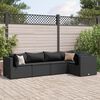 vidaXL 5 Piece Garden Lounge Set with Cushions Black Poly Rattan