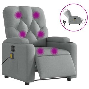vidaXL Electric Massage Recliner Chair Light Grey Fabric