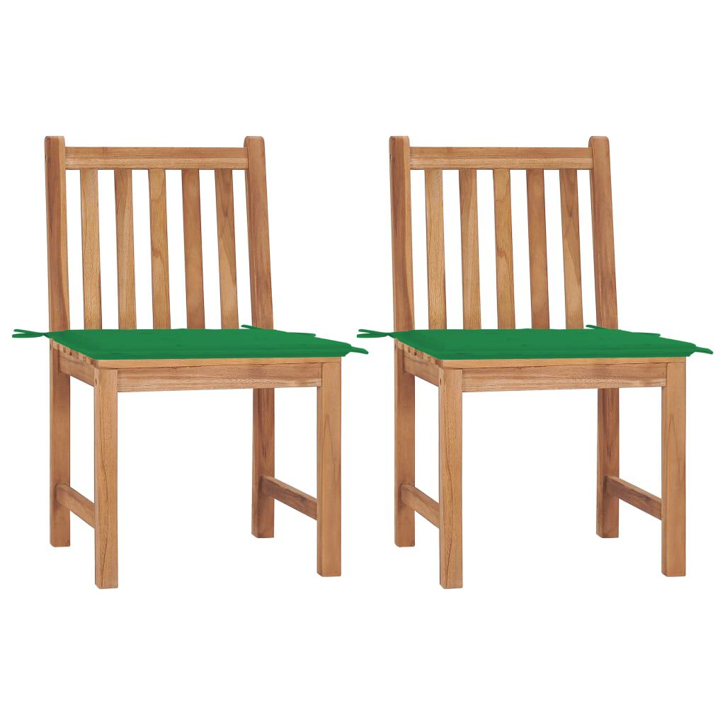 vidaXL Garden Chairs 2 pcs with Cushions Solid Teak Wood