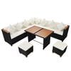 vidaXL 7 Piece Garden Lounge Set with Cushions Poly Rattan Black