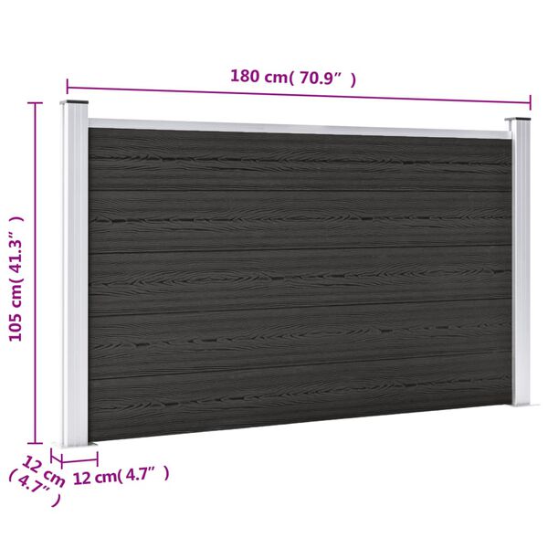 vidaXL Garden Fence WPC 180x105 cm Grey