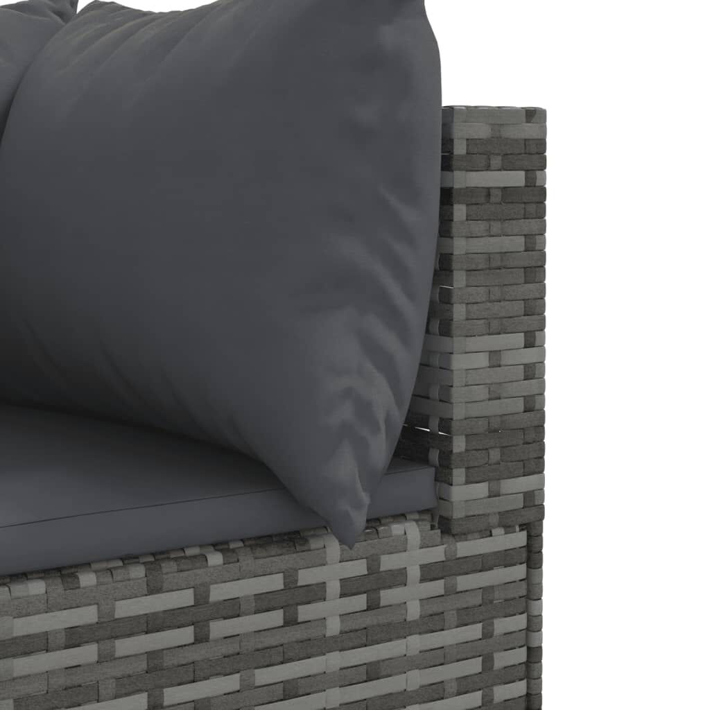 vidaXL 9 Piece Garden Sofa Set with Cushions Grey Poly Rattan