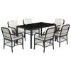 vidaXL 7 Piece Garden Dining Set with Cushions Black Poly Rattan