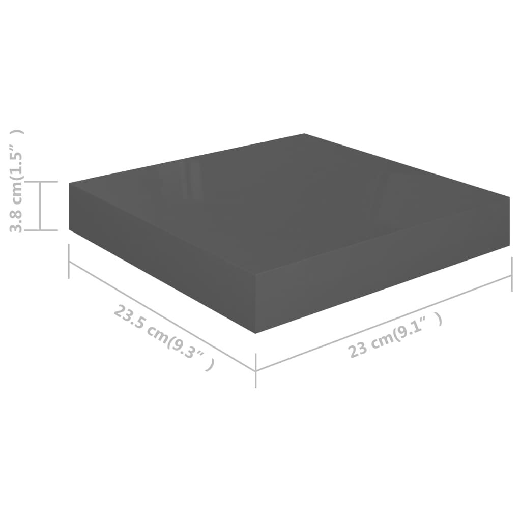 vidaXL Floating Wall Shelf High Gloss Grey 23x23.5x3.8 cm MDF