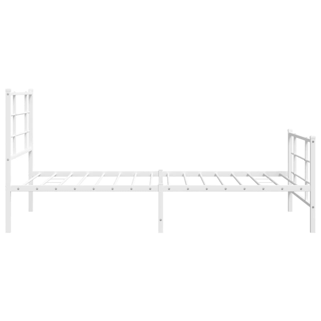 vidaXL Metal Bed Frame without Mattress with Footboard White 100x200cm