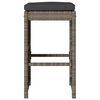 vidaXL Garden Bar Stools with Cushions 2 pcs Grey Poly Rattan