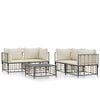 vidaXL 5 Piece Garden Lounge Set with Cushions Anthracite Poly Rattan