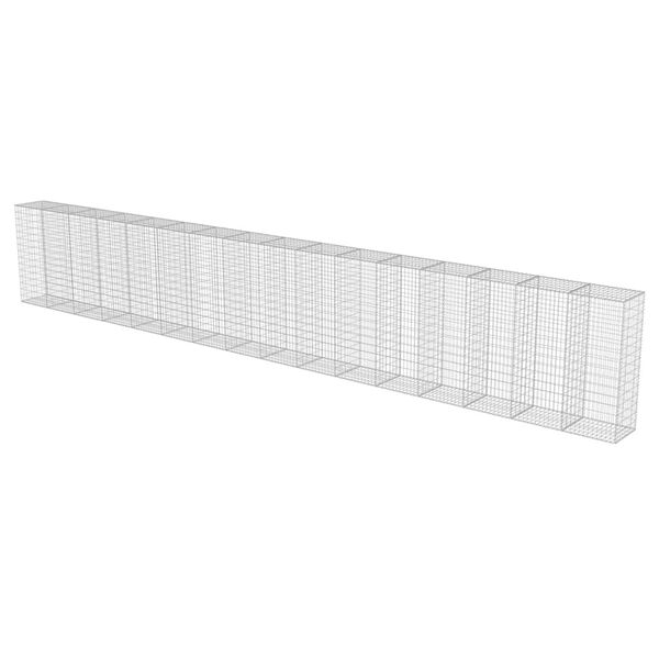 vidaXL Gabion Wall with Covers Galvanised Steel 900x50x150 cm