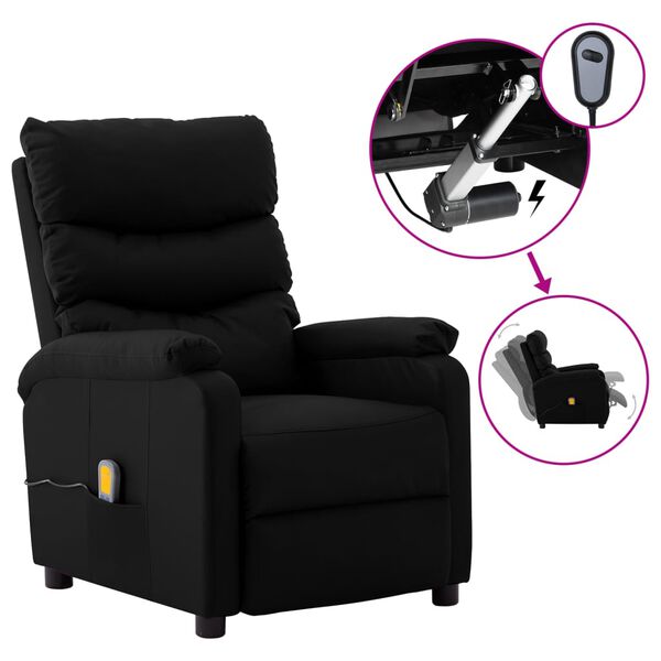 vidaXL Electric Massage Chair Black Faux Leather