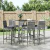 vidaXL 7 Piece Garden Bar Set with Cushions Grey Poly Rattan