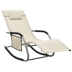 vidaXL Sun Lounger Textilene Cream and Grey