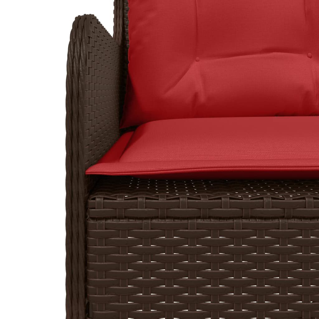 vidaXL Garden Sofa with Cushions L-Shaped Brown Poly Rattan