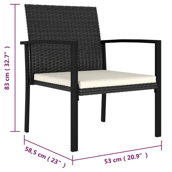 vidaXL Garden Dining Chairs 2 pcs Poly Rattan Black
