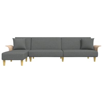 vidaXL L-shaped Sofa Bed Dark Grey 279x140x70 cm Fabric