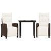 vidaXL 3 Piece Garden Dining Set with Cushions Brown Poly Rattan