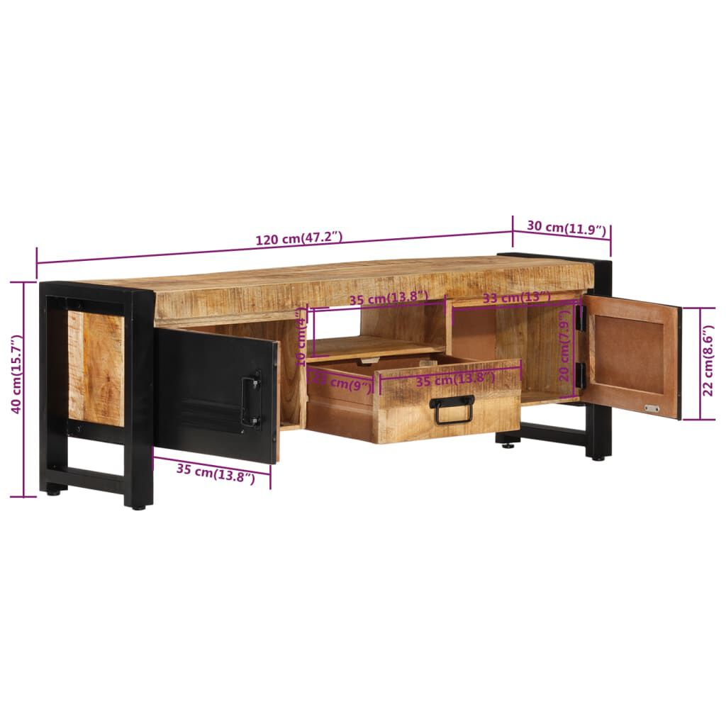 vidaXL TV Cabinet 120x30x40 cm Solid Wood Mango