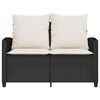 vidaXL Garden Sofa 2-Seater with Cushions&Table Black Poly Rattan