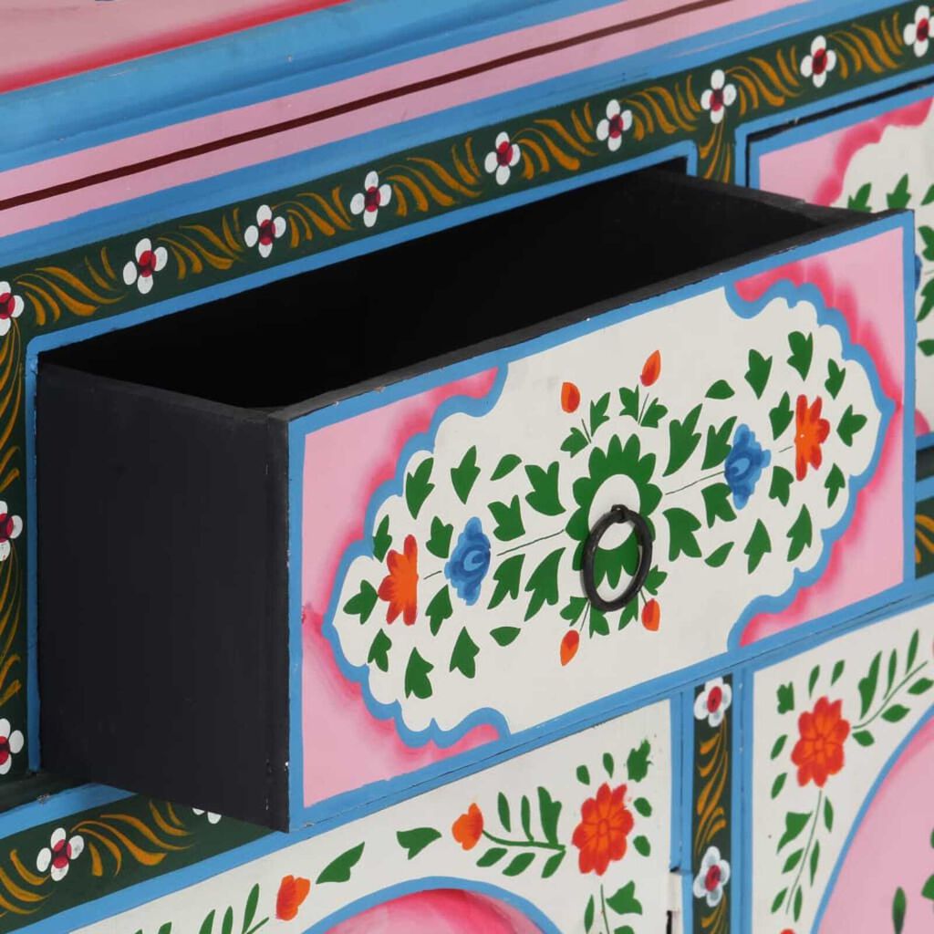 vidaXL Hand-Painted Sideboard Multicolour 110x30x76cm Solid Mango Wood