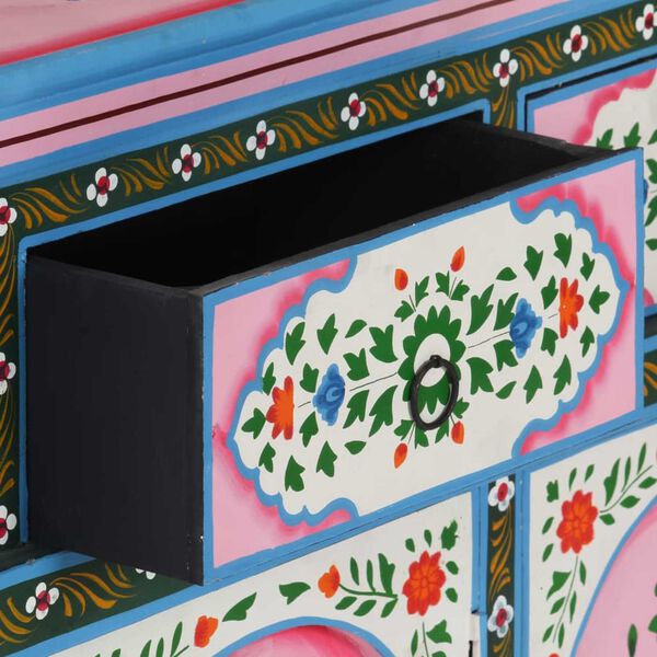 vidaXL Hand-Painted Sideboard Multicolour 110x30x76cm Solid Mango Wood