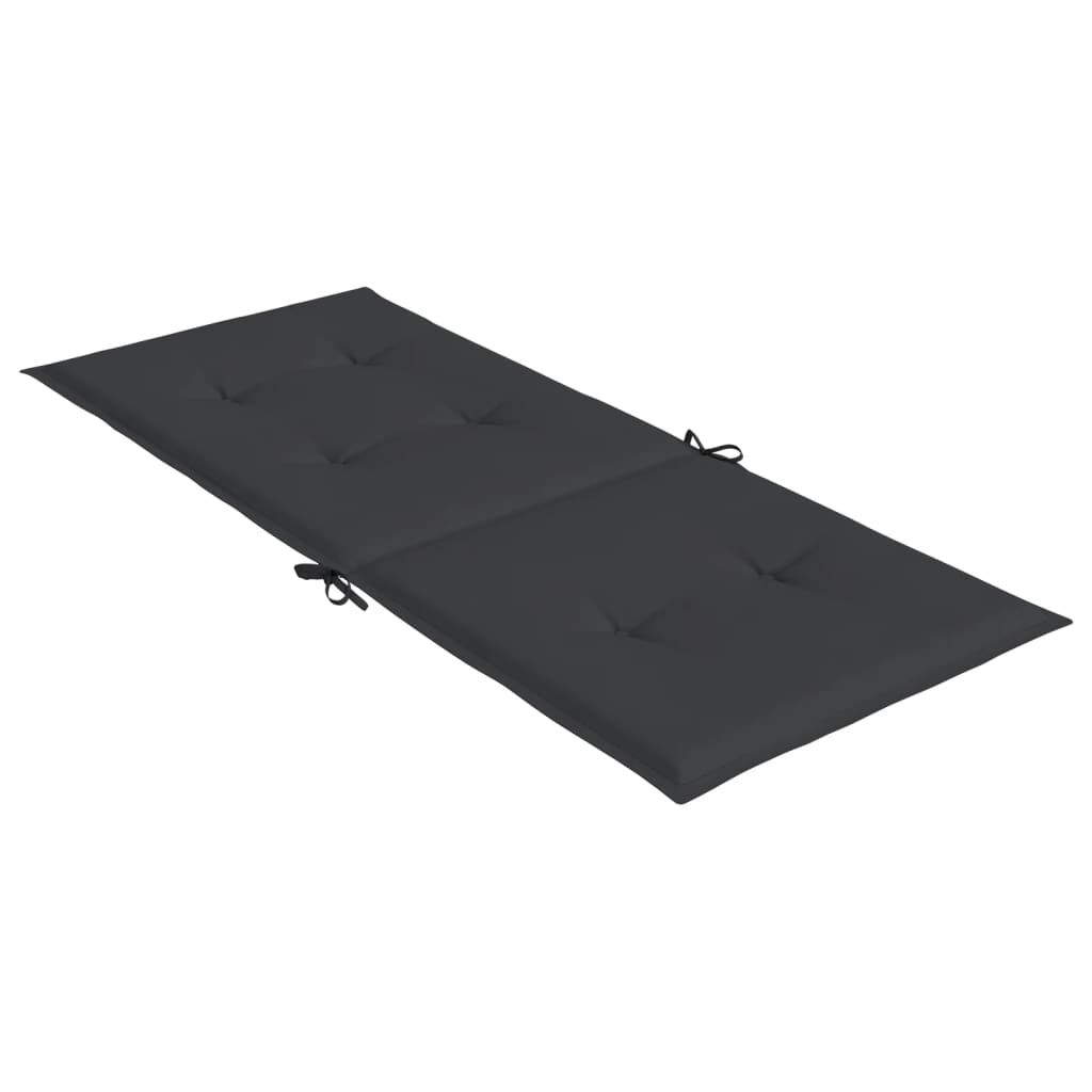 vidaXL Garden Highback Chair Cushions 2 pcs Black 120x50x3 cm Fabric