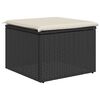 vidaXL Garden Stool with Cushion Black 55x55x37 cm Poly Rattan