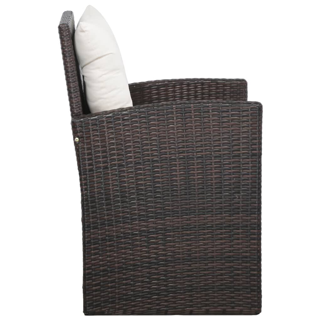 vidaXL 5 Piece Garden Lounge Set with Cushions Poly Rattan Brown