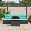 vidaXL Sofa Set with Cushion 5 pcs Black Poly Rattan