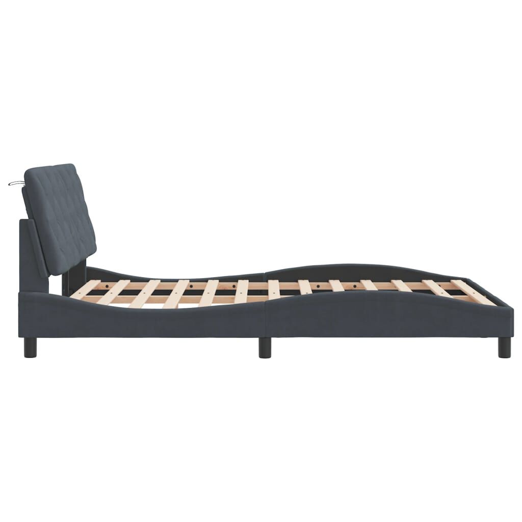 vidaXL Bed Frame without Mattress Dark Grey 137x187 cm Double Velvet