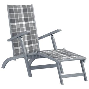 vidaXL Outdoor Deck Chair with Footrest and Cushion Solid Acacia Wood
