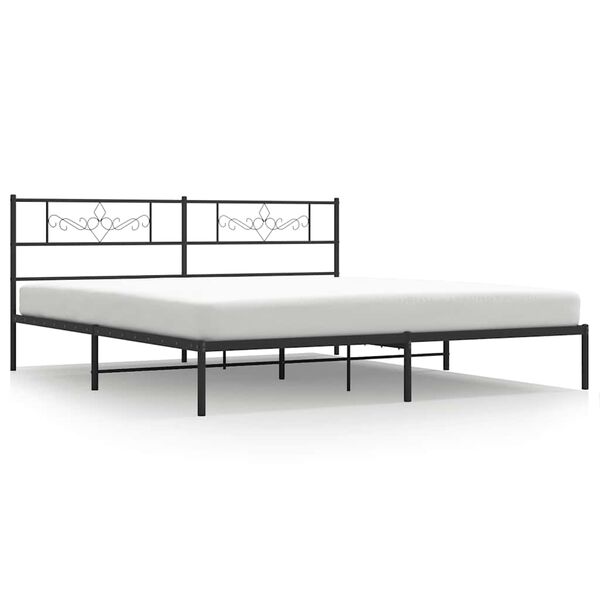 vidaXL Metal Bed Frame without Mattress with Headboard Black 193x203cm