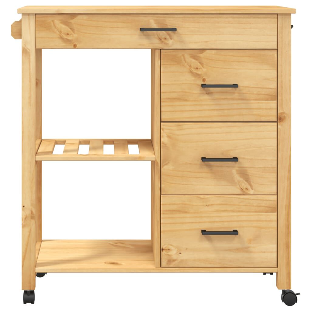 vidaXL Kitchen Trolley MONZA 84x40x90 cm Solid Wood Pine