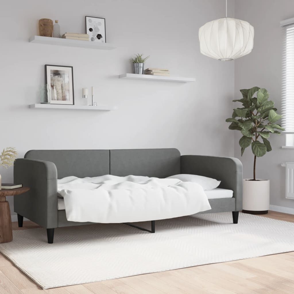 vidaXL Day Bed without Mattress Dark Grey 100x190 cm Fabric