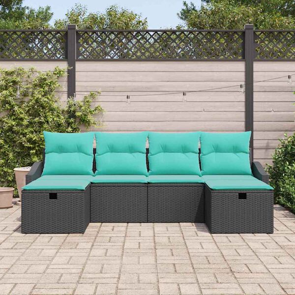 vidaXL Sofa Set with Cushion 5 pcs Poly Rattan
