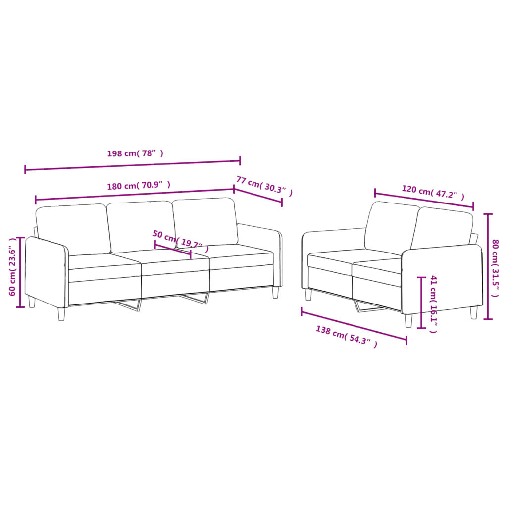 vidaXL 2 Piece Sofa Set Dark Green Velvet