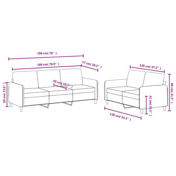 vidaXL 2 Piece Sofa Set Dark Green Velvet