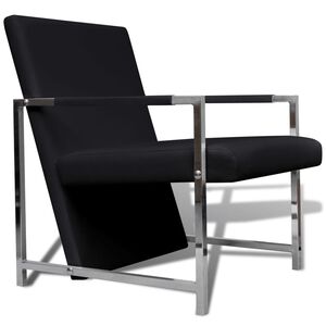 vidaXL Cube Armchair Black Faux Leather