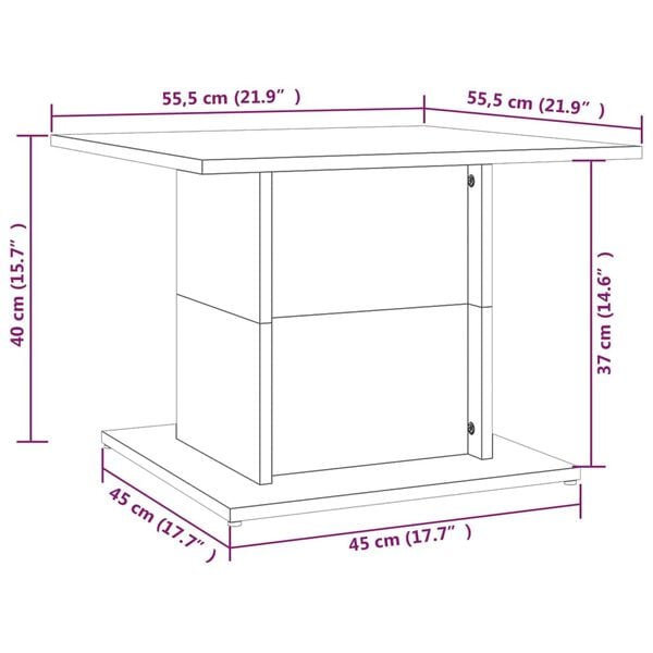vidaXL Coffee Table Grey Sonoma 55.5x55.5x40 cm Engineered Wood