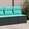 vidaXL 2 Piece Garden Sofa Set with Cushions Black Poly Rattan Acacia