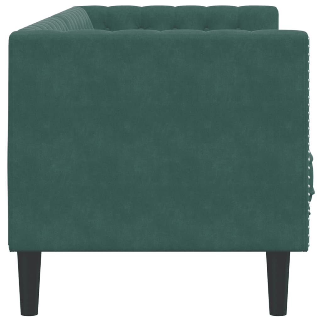 vidaXL Chesterfield Sofa with Bolsters 3-Seater Dark Green Velvet