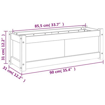 vidaXL Garden Planter White 90x31x31 cm Solid Wood Pine
