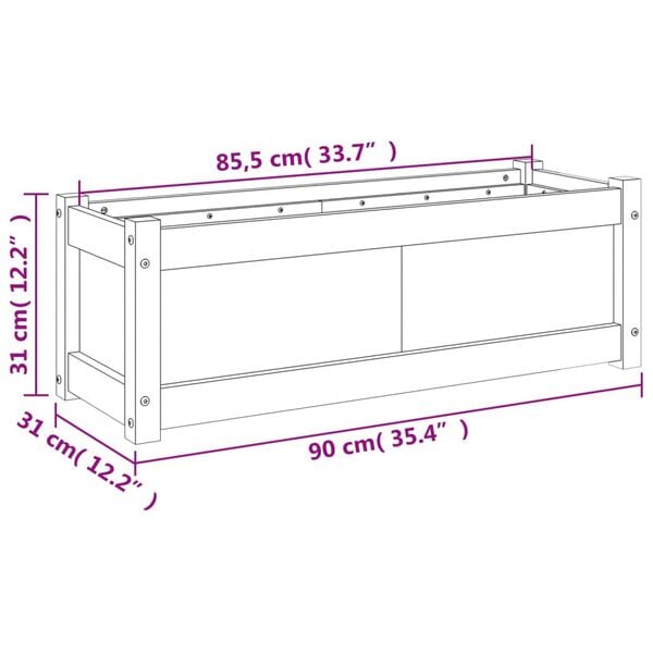vidaXL Garden Planter White 90x31x31 cm Solid Wood Pine