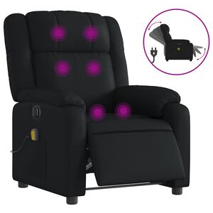 vidaXL Electric Massage Recliner Chair Black Faux Leather