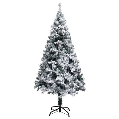 vidaXL Artificial Pre-lit Christmas Tree with Flocked Snow Green 210 cm