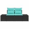 vidaXL Garden Sofa with Cushion Black 184 x 62 x 85cm Poly Rattan