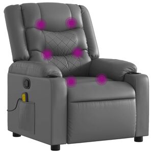 vidaXL Massage Recliner Chair Grey Faux Leather