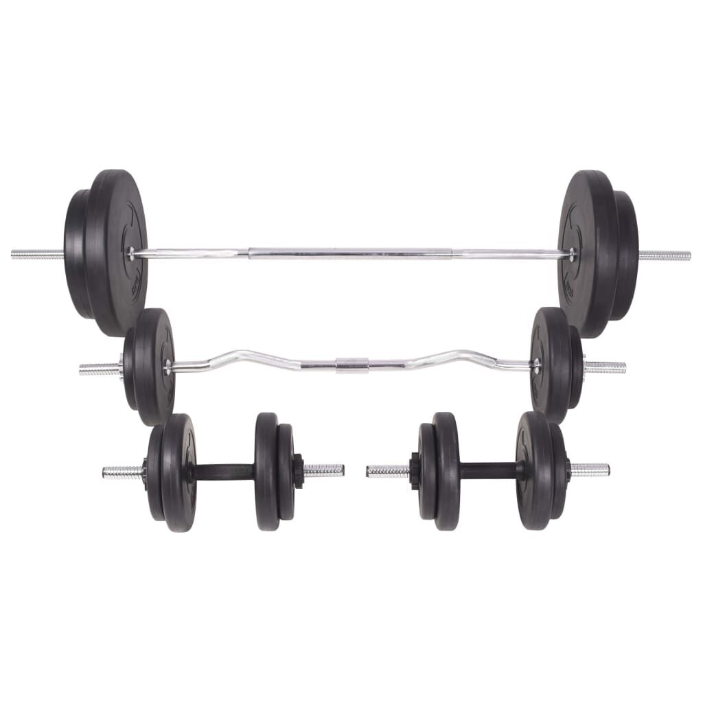 vidaXL Workout Bench with Weight Rack, Barbell and Dumbbell Set 90 kg