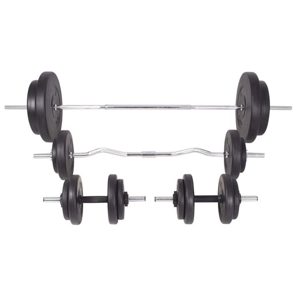 vidaXL Workout Bench with Weight Rack, Barbell and Dumbbell Set 90 kg
